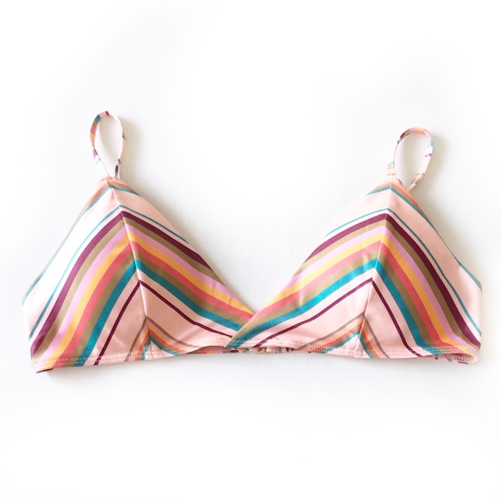 LULUS Daytona Peach Striped Bikini Top Pink Size M